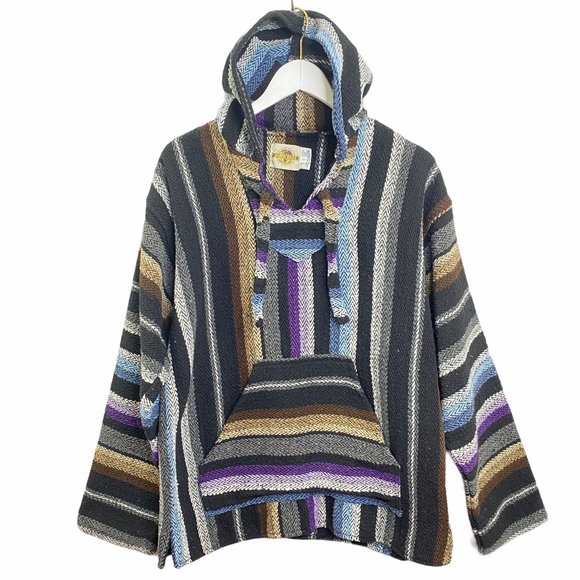 Earth Ragz Tops - Earth Ragz  Stripe Baja Hooded Drug Rug Sweater